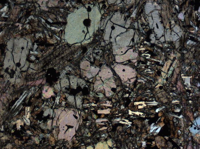 Thin Section Photograph of Apollo 12 Sample 12002,167 in Plane-Polarized Light at 2.5x Magnification and 2.85 mm Field of View (View #68)