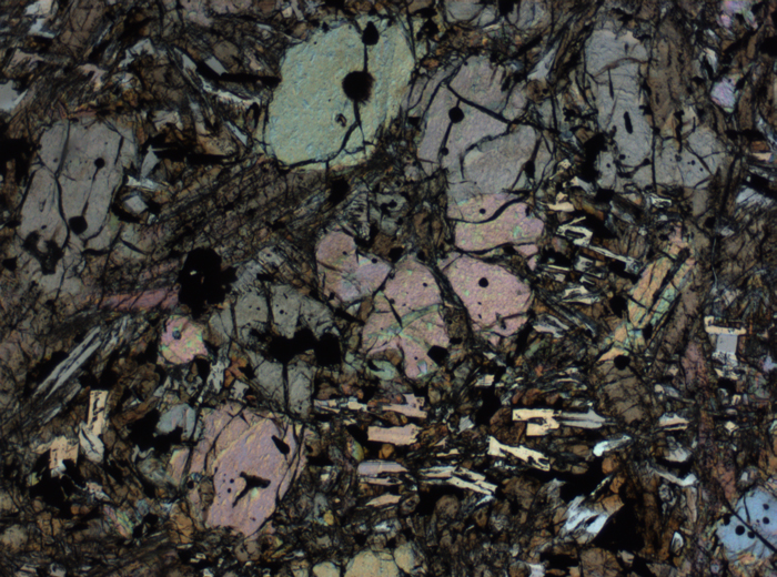 Thin Section Photograph of Apollo 12 Sample 12002,167 in Plane-Polarized Light at 2.5x Magnification and 2.85 mm Field of View (View #69)