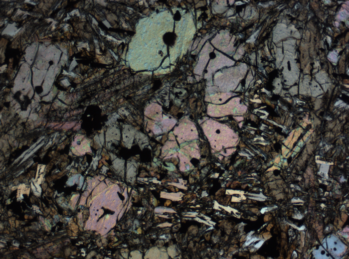 Thin Section Photograph of Apollo 12 Sample 12002,167 in Plane-Polarized Light at 2.5x Magnification and 2.85 mm Field of View (View #7)