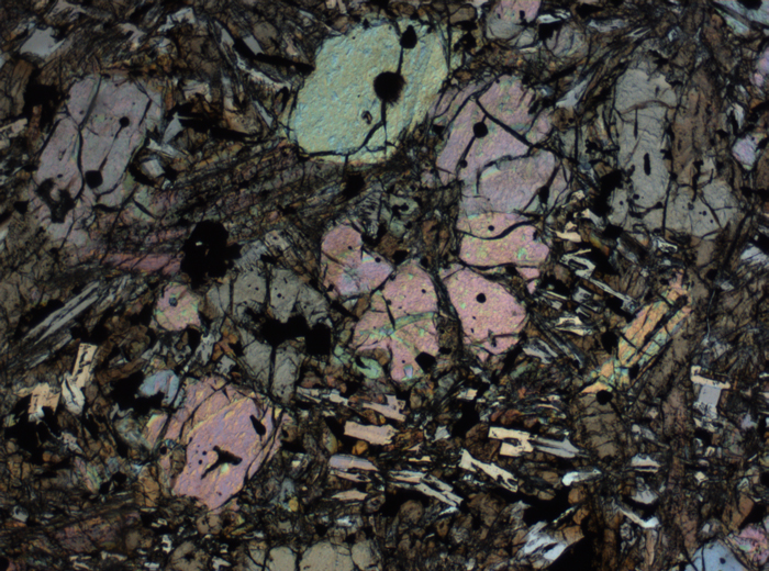 Thin Section Photograph of Apollo 12 Sample 12002,167 in Plane-Polarized Light at 2.5x Magnification and 2.85 mm Field of View (View #71)