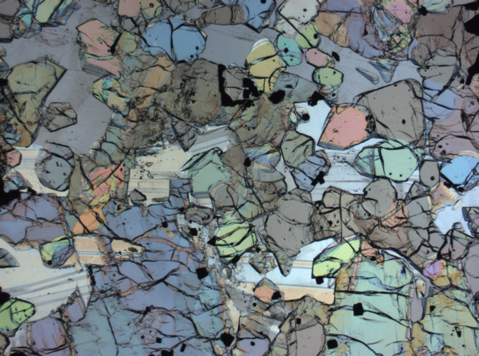 Thin Section Photograph of Apollo 12 Sample 12005,57 in Plane-Polarized Light at 2.5x Magnification and 2.85 mm Field of View (View #4)