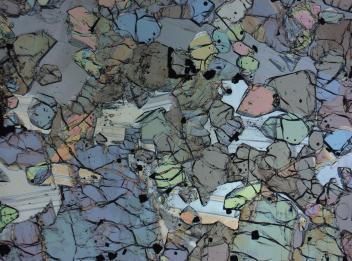 Thin Section Photograph of Apollo 12 Sample 12005,57 in Plane-Polarized Light at 2.5x Magnification and 2.85 mm Field of View (View #5)