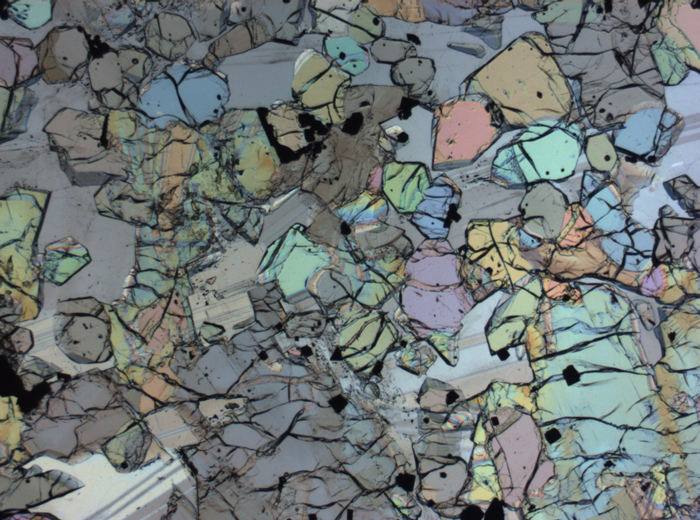 Thin Section Photograph of Apollo 12 Sample 12005,57 in Plane-Polarized Light at 2.5x Magnification and 2.85 mm Field of View (View #72)