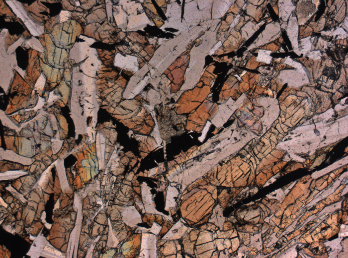 Thin Section Photograph of Apollo 12 Sample 12006,10 in Plane-Polarized Light at 2.5x Magnification and 2.85 mm Field of View (View #3)