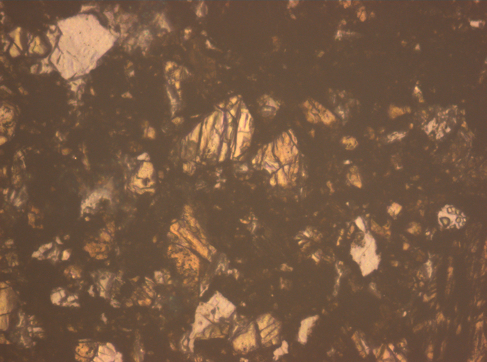 Thin Section Photograph of Apollo 12 Sample 12010,28 in Reflected Light at 10x Magnification and 0.7 mm Field of View (View #4)