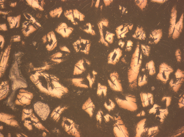 Thin Section Photograph of Apollo 12 Sample 12015,14 in Reflected Light at 10x Magnification and 0.7 mm Field of View (View #4)