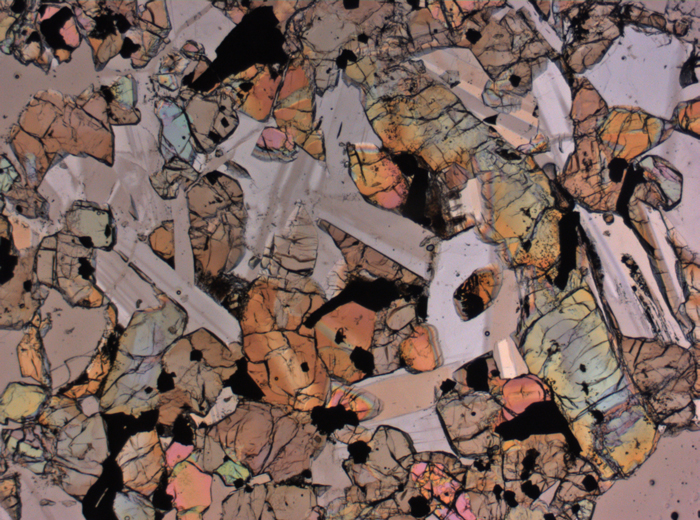 Thin Section Photograph of Apollo 12 Sample 12016,14 in Plane-Polarized Light at 2.5x Magnification and 2.85 mm Field of View (View #1)