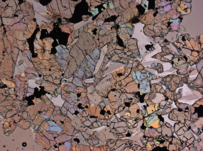 Thin Section Photograph of Apollo 12 Sample 12016,14 in Plane-Polarized Light at 2.5x Magnification and 2.85 mm Field of View (View #2)