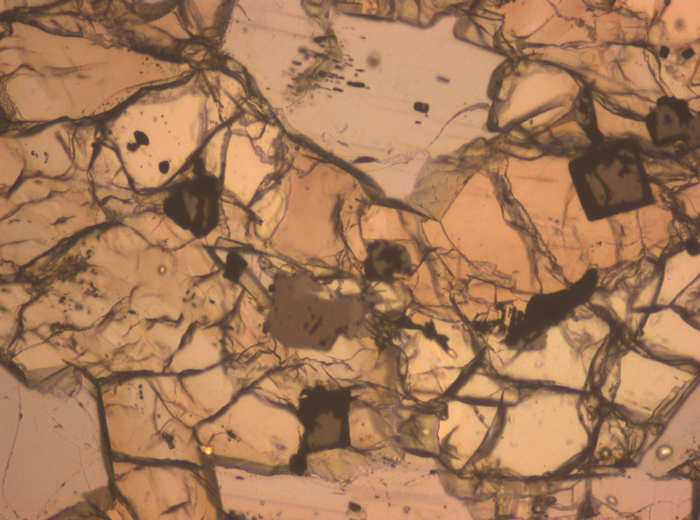 Thin Section Photograph of Apollo 12 Sample 12016,14 in Reflected Light at 10x Magnification and 0.7 mm Field of View (View #3)
