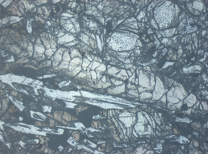 Thin Section Photograph of Apollo 12 Sample 12018,6 in Reflected Light at 2.5x Magnification and 2.85 mm Field of View (View #2)