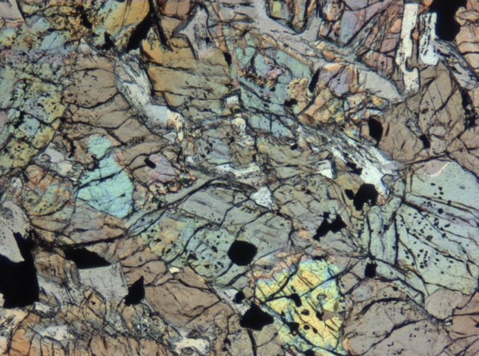 Thin Section Photograph of Apollo 12 Sample 12018,6 in Plane-Polarized Light at 5x Magnification and 1.4 mm Field of View (View #4)