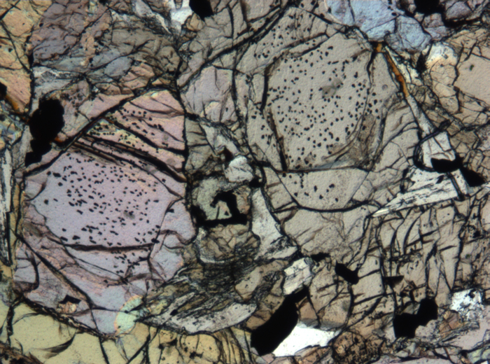 Thin Section Photograph of Apollo 12 Sample 12018,6 in Plane-Polarized Light at 5x Magnification and 1.4 mm Field of View (View #6)