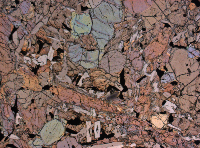 Thin Section Photograph of Apollo 12 Sample 12020,8 in Plane-Polarized Light at 2.5x Magnification and 2.85 mm Field of View (View #2)