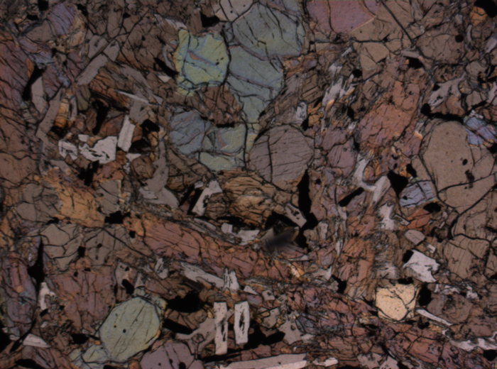Thin Section Photograph of Apollo 12 Sample 12020,8 in Plane-Polarized Light at 2.5x Magnification and 2.85 mm Field of View (View #2)