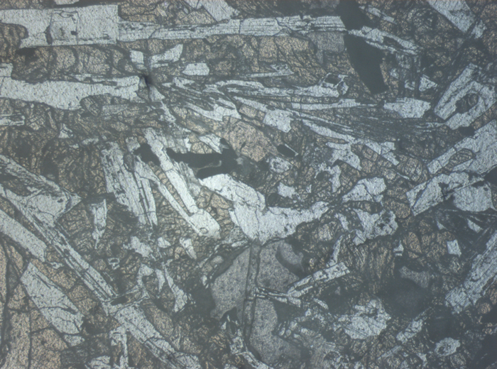 Thin Section Photograph of Apollo 12 Sample 12021,2 in Reflected Light at 2.5x Magnification and 2.85 mm Field of View (View #1)