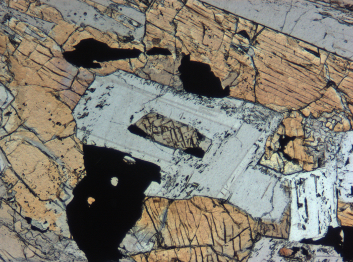 Thin Section Photograph of Apollo 12 Sample 12021,2 in Plane-Polarized Light at 5x Magnification and 1.4 mm Field of View (View #5)