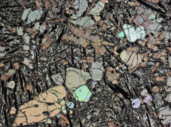 Thin Section Photograph of Apollo 12 Sample 12022,110 in Plane-Polarized Light at 2.5x Magnification and 2.85 mm Field of View (View #1)