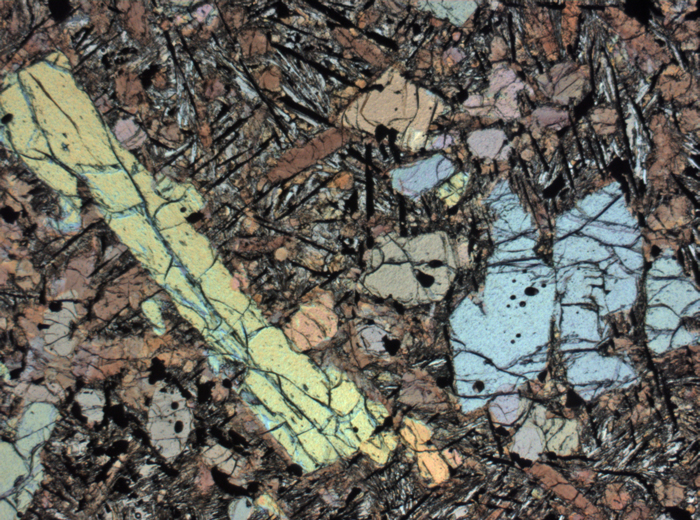 Thin Section Photograph of Apollo 12 Sample 12022,110 in Plane-Polarized Light at 2.5x Magnification and 2.85 mm Field of View (View #2)