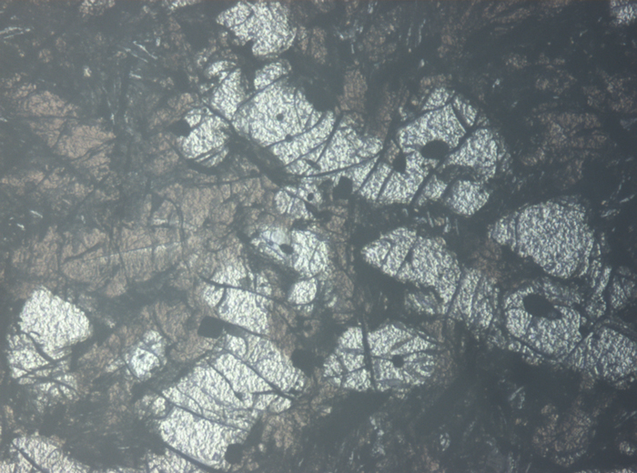 Thin Section Photograph of Apollo 12 Sample 12022,110 in Reflected Light at 5x Magnification and 1.4 mm Field of View (View #3)