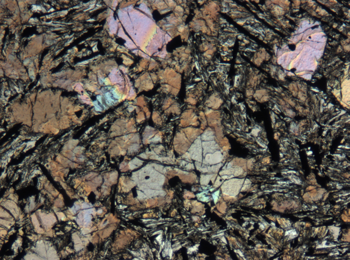 Thin Section Photograph of Apollo 12 Sample 12022,110 in Plane-Polarized Light at 5x Magnification and 1.4 mm Field of View (View #4)