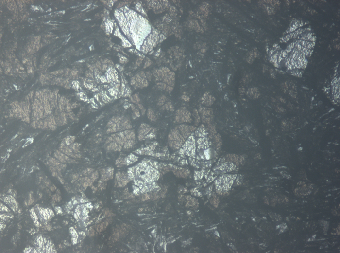 Thin Section Photograph of Apollo 12 Sample 12022,110 in Reflected Light at 5x Magnification and 1.4 mm Field of View (View #4)