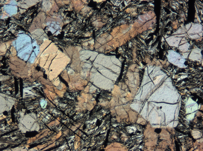 Thin Section Photograph of Apollo 12 Sample 12022,110 in Plane-Polarized Light at 5x Magnification and 1.4 mm Field of View (View #5)