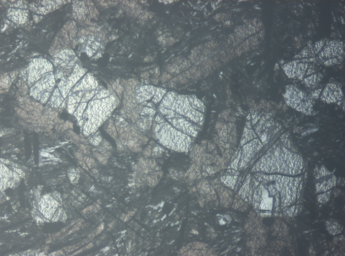 Thin Section Photograph of Apollo 12 Sample 12022,110 in Reflected Light at 5x Magnification and 1.4 mm Field of View (View #5)