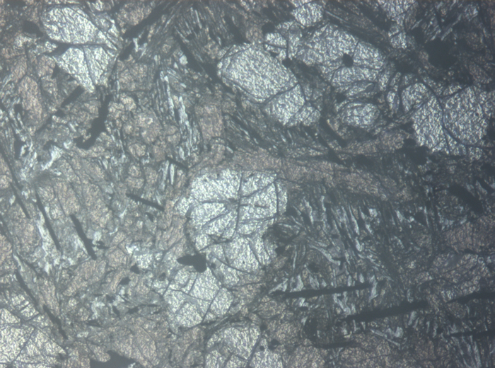 Thin Section Photograph of Apollo 12 Sample 12022,110 in Reflected Light at 5x Magnification and 1.4 mm Field of View (View #6)