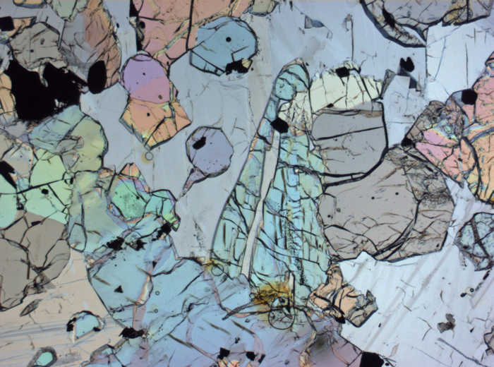 Thin Section Photograph of Apollo 12 Sample 12035,62 in Plane-Polarized Light at 2.5x Magnification and 2.85 mm Field of View (View #1)