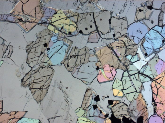 Thin Section Photograph of Apollo 12 Sample 12035,62 in Plane-Polarized Light at 2.5x Magnification and 2.85 mm Field of View (View #3)