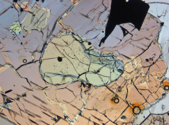 Thin Section Photograph of Apollo 12 Sample 12035,62 in Plane-Polarized Light at 5x Magnification and 1.4 mm Field of View (View #4)