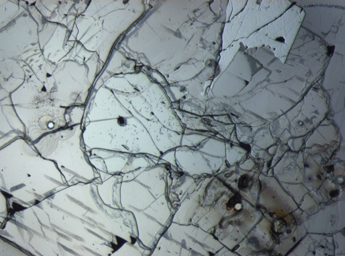 Thin Section Photograph of Apollo 12 Sample 12035,62 in Reflected Light at 5x Magnification and 1.4 mm Field of View (View #4)