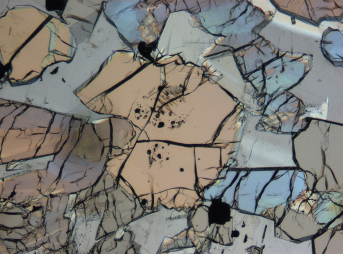 Thin Section Photograph of Apollo 12 Sample 12035,62 in Plane-Polarized Light at 5x Magnification and 1.4 mm Field of View (View #5)