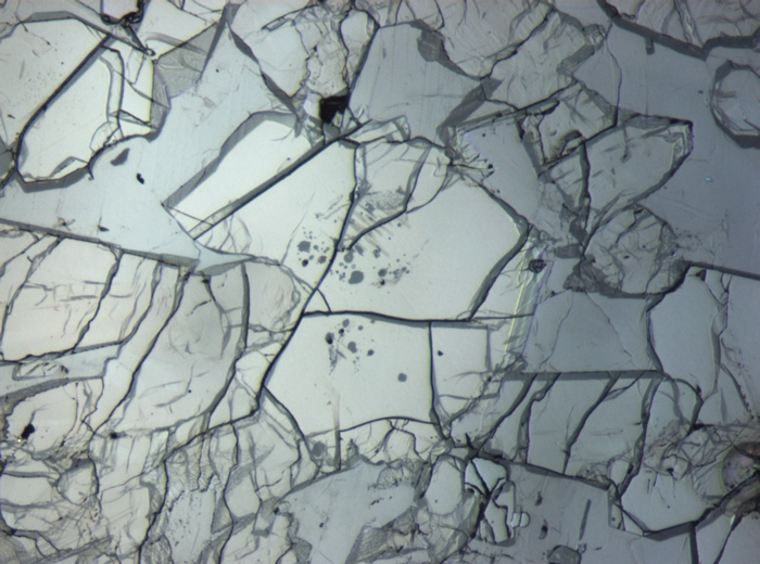 Thin Section Photograph of Apollo 12 Sample 12035,62 in Reflected Light at 5x Magnification and 1.4 mm Field of View (View #5)