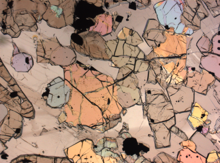 Thin Section Photograph of Apollo 12 Sample 12035,62 in Plane-Polarized Light at 2.5x Magnification and 2.85 mm Field of View (View #1)