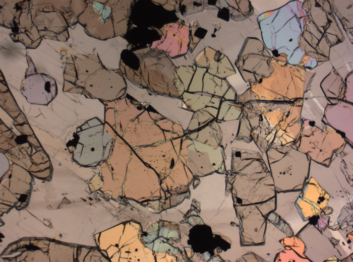 Thin Section Photograph of Apollo 12 Sample 12035,62 in Plane-Polarized Light at 2.5x Magnification and 2.85 mm Field of View (View #2)