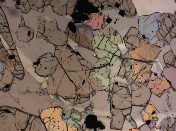 Thin Section Photograph of Apollo 12 Sample 12035,62 in Plane-Polarized Light at 2.5x Magnification and 2.85 mm Field of View (View #4)