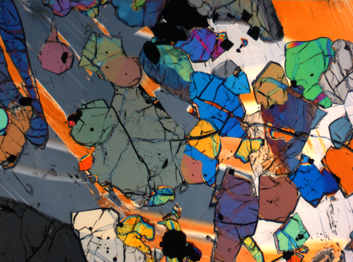 Thin Section Photograph of Apollo 12 Sample 12035,62 in Cross-Polarized Light at 2.5x Magnification and 2.85 mm Field of View (View #5)