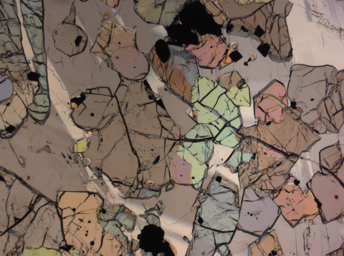 Thin Section Photograph of Apollo 12 Sample 12035,62 in Plane-Polarized Light at 2.5x Magnification and 2.85 mm Field of View (View #7)