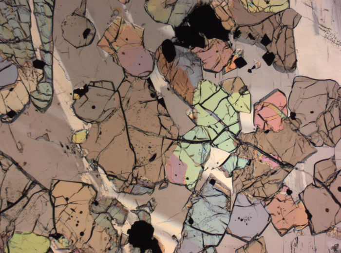 Thin Section Photograph of Apollo 12 Sample 12035,62 in Plane-Polarized Light at 2.5x Magnification and 2.85 mm Field of View (View #8)