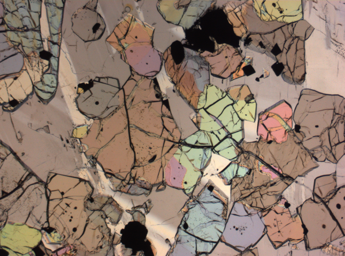Thin Section Photograph of Apollo 12 Sample 12035,62 in Plane-Polarized Light at 2.5x Magnification and 2.85 mm Field of View (View #9)
