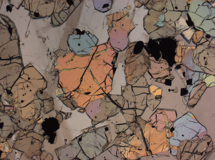 Thin Section Photograph of Apollo 12 Sample 12035,62 in Plane-Polarized Light at 2.5x Magnification and 2.85 mm Field of View (View #16)