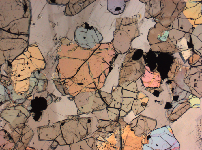 Thin Section Photograph of Apollo 12 Sample 12035,62 in Plane-Polarized Light at 2.5x Magnification and 2.85 mm Field of View (View #19)