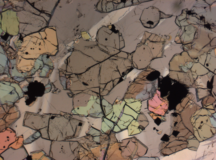 Thin Section Photograph of Apollo 12 Sample 12035,62 in Plane-Polarized Light at 2.5x Magnification and 2.85 mm Field of View (View #23)