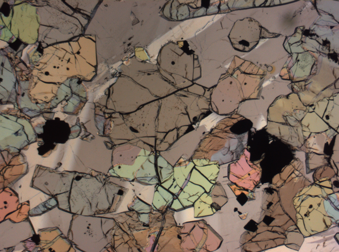 Thin Section Photograph of Apollo 12 Sample 12035,62 in Plane-Polarized Light at 2.5x Magnification and 2.85 mm Field of View (View #24)