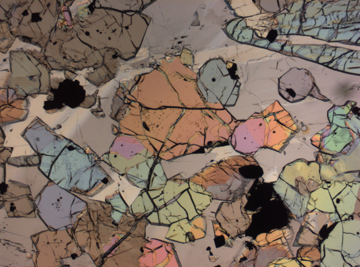 Thin Section Photograph of Apollo 12 Sample 12035,62 in Plane-Polarized Light at 2.5x Magnification and 2.85 mm Field of View (View #29)