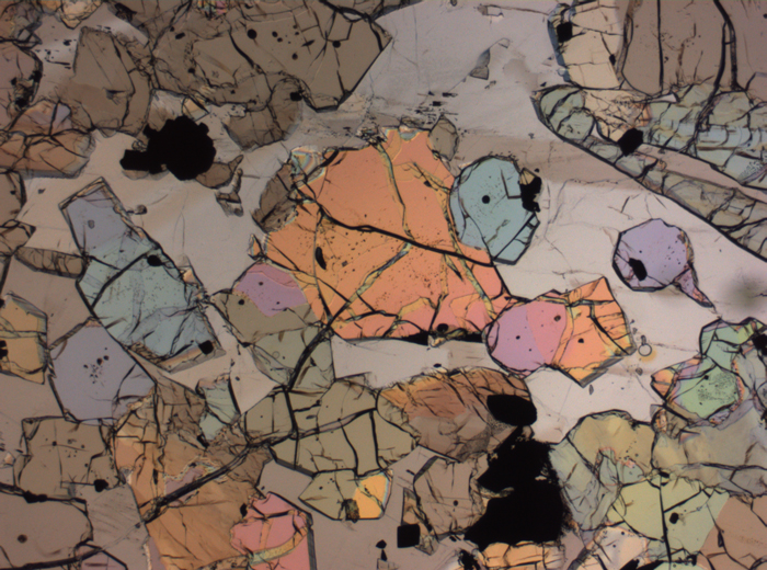 Thin Section Photograph of Apollo 12 Sample 12035,62 in Plane-Polarized Light at 2.5x Magnification and 2.85 mm Field of View (View #32)