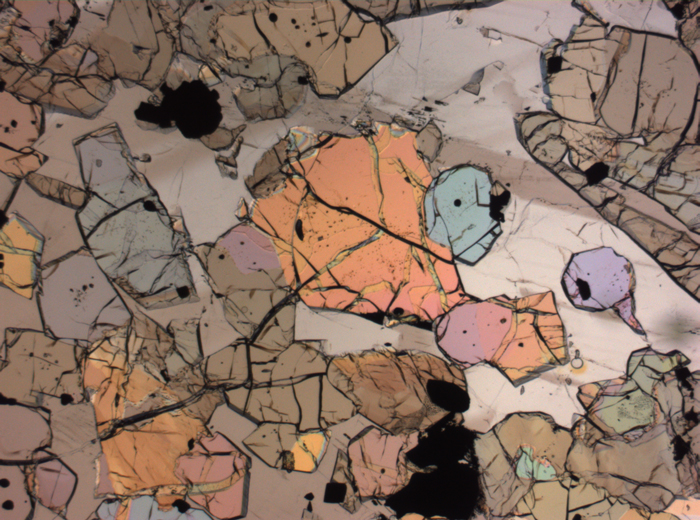 Thin Section Photograph of Apollo 12 Sample 12035,62 in Plane-Polarized Light at 2.5x Magnification and 2.85 mm Field of View (View #34)