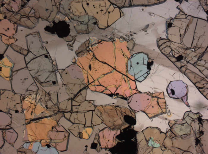 Thin Section Photograph of Apollo 12 Sample 12035,62 in Plane-Polarized Light at 2.5x Magnification and 2.85 mm Field of View (View #35)