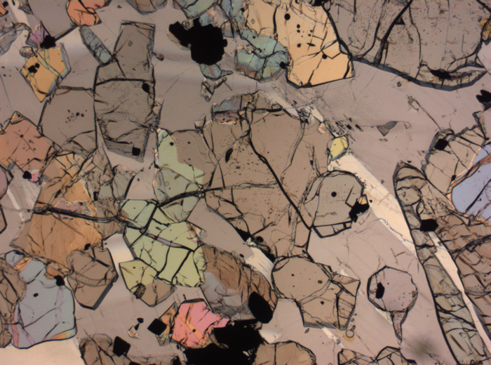Thin Section Photograph of Apollo 12 Sample 12035,62 in Plane-Polarized Light at 2.5x Magnification and 2.85 mm Field of View (View #40)